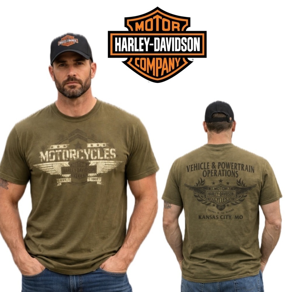 Harley-Davidson Army Green Kansas City, Graphic Tee